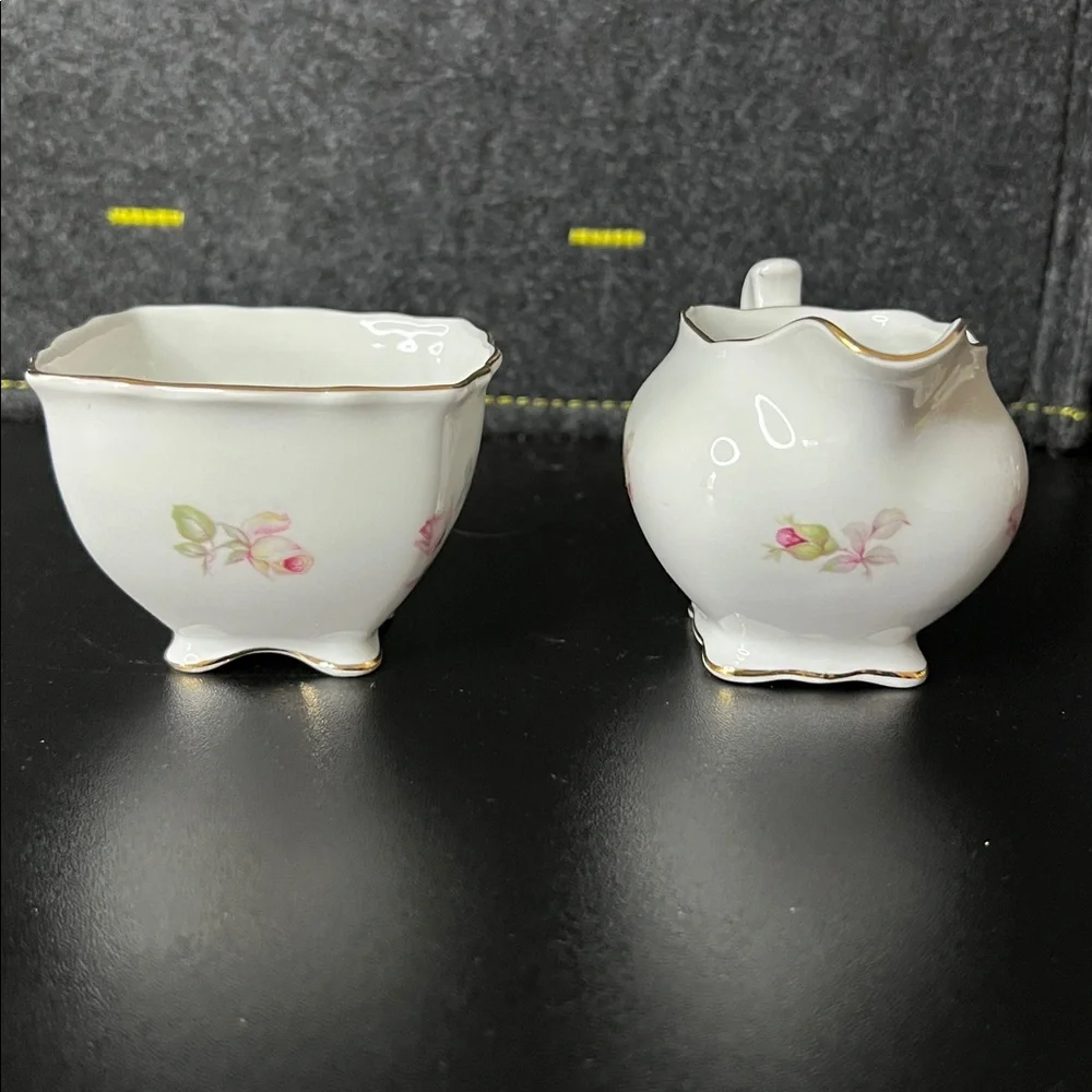Vintage Schumann Arzberg Germany Antique‎ Rose Creamer & Open Sugar Bowl